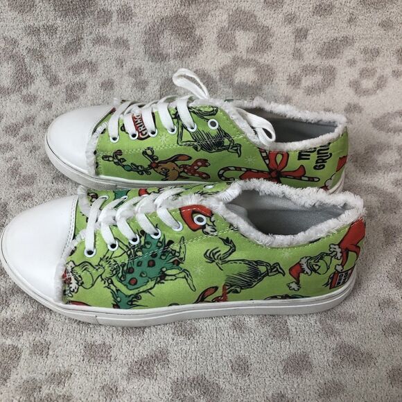 Green Dr. Seuss GRINCH Christmas Canvas Lace Up Sneakers-Size 43 US 11.5 - Picture 1 of 8